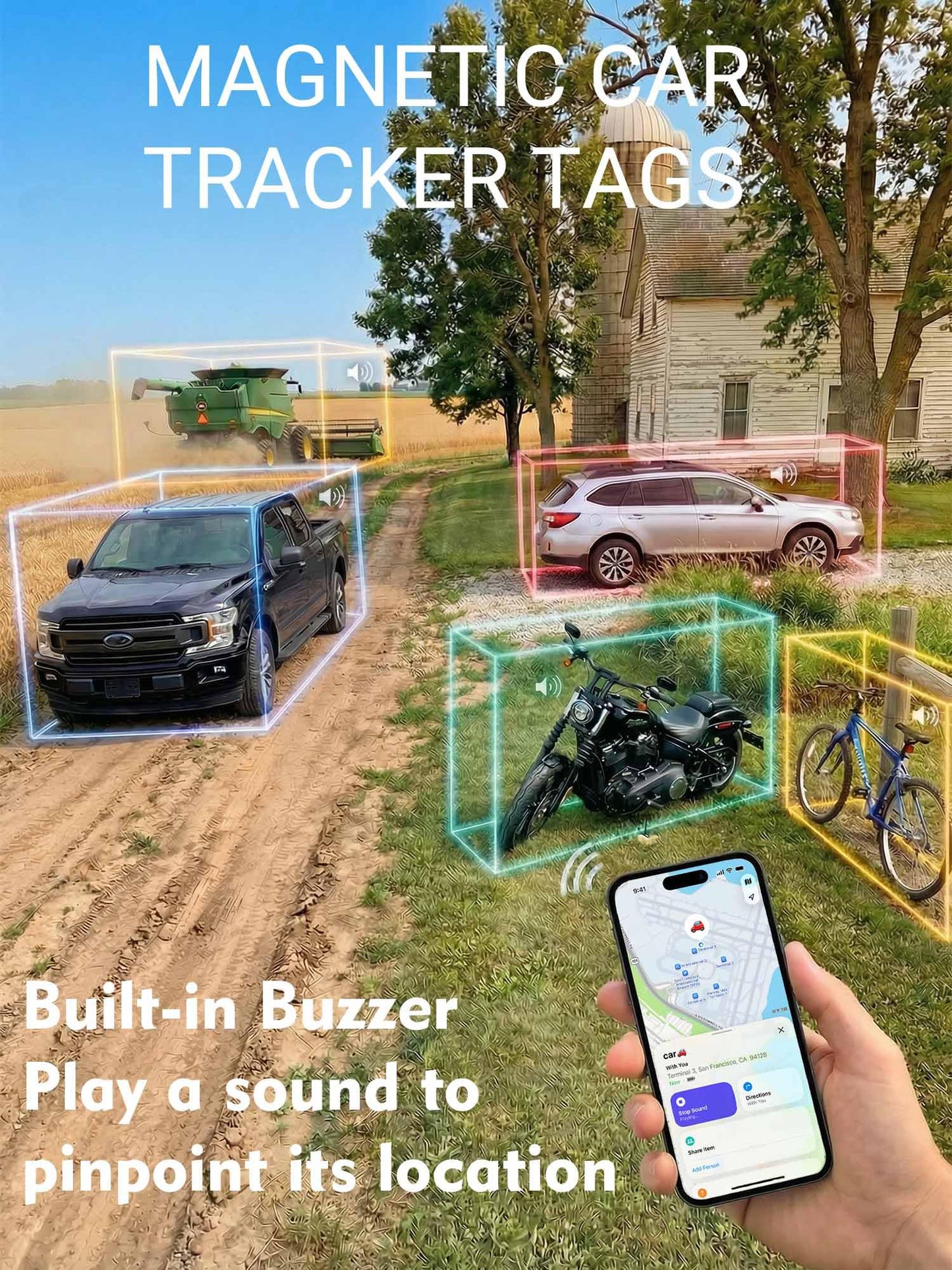 Air Tracker Tag Hidden Magnetic Finder | No Monthly Fee | 5-Year Battery | Works with Apple Find My 2Pack Black